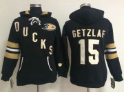 Wholesale Cheap Anaheim Ducks #15 Ryan Getzlaf Black Women's Old Time Heidi NHL Hoodie