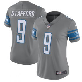 Wholesale Cheap Nike Lions #9 Matthew Stafford Gray Women\'s Stitched NFL Limited Rush Jersey