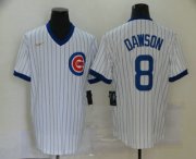 Wholesale Cheap Men's Chicago Cubs #8 Andre Dawson White Pullover Cooperstown Collection Stitched MLB Nike Jersey