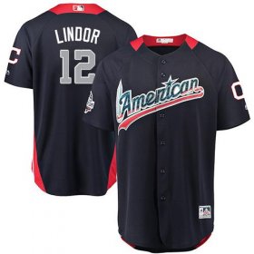 Wholesale Cheap Indians #12 Francisco Lindor Navy Blue 2018 All-Star American League Stitched MLB Jersey