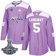 Wholesale Cheap Adidas Capitals #5 Rod Langway Purple Authentic Fights Cancer Stanley Cup Final Champions Stitched NHL Jersey