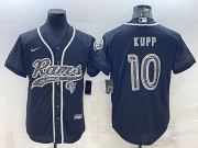 Wholesale Cheap Men's Los Angeles Rams #10 Cooper Kupp Black Reflective With Patch Cool Base Stitched Baseball Jersey