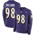 Wholesale Cheap Nike Ravens #98 Brandon Williams Purple Team Color Men's Stitched NFL Limited Therma Long Sleeve Jersey