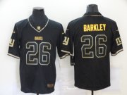 Wholesale Cheap Men's New York Giants #26 Saquon Barkley Black 100th Season Golden Edition Jersey
