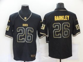 Wholesale Cheap Men\'s New York Giants #26 Saquon Barkley Black 100th Season Golden Edition Jersey
