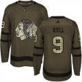 Wholesale Cheap Adidas Blackhawks #9 Bobby Hull Green Salute to Service Stitched NHL Jersey