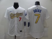 Wholesale Cheap Men's Los Angeles Dodgers #7 Julio Urias 2020 White Gold Sttiched Nike MLB Jersey
