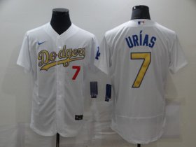 Wholesale Cheap Men\'s Los Angeles Dodgers #7 Julio Urias 2020 White Gold Sttiched Nike MLB Jersey