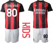 Wholesale Cheap Youth 2020-2021 club AC milan home 80 red Soccer Jerseys