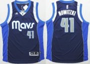 Wholesale Cheap Dallas Mavericks #41 Dirk Nowitzki Revolution 30 Swingman 2014 New Navy Blue Jersey