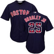 Wholesale Cheap Red Sox #25 Jackie Bradley Jr Navy Blue Team Logo Fashion Stitched MLB Jersey