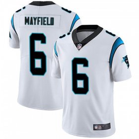 Wholesale Cheap Men\'s Carolina Panthers #6 Baker Mayfield White Vapor Untouchable Limited Stitched Jersey