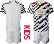 Wholesale Cheap Youth 2020-2021 club Manchester united away white Soccer Jerseys