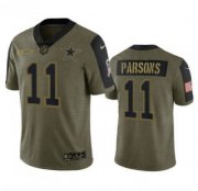 Wholesale Cheap Men's Dallas Cowboys #11 Micah Parsons Olive 2021 Salute To Service Limited Stitched Jersey