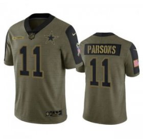 Wholesale Cheap Men\'s Dallas Cowboys #11 Micah Parsons Olive 2021 Salute To Service Limited Stitched Jersey