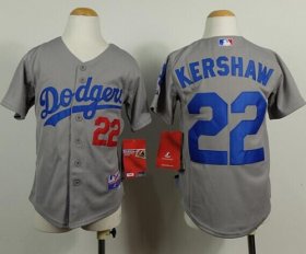 Wholesale Cheap Dodgers #22 Clayton Kershaw Grey Cool Base Stitched Youth MLB Jersey