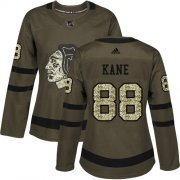 Wholesale Cheap Adidas Blackhawks #88 Patrick Kane Green Salute to Service Women's Stitched NHL Jersey
