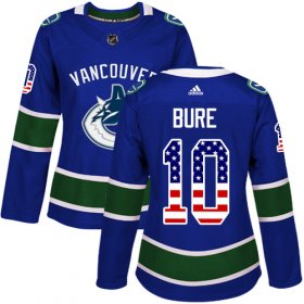 Wholesale Cheap Adidas Canucks #10 Pavel Bure Blue Home Authentic USA Flag Women\'s Stitched NHL Jersey