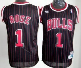 Wholesale Cheap Chicago Bulls #1 Derrick Rose Black Pinstripe Throwback Swingman Jersey