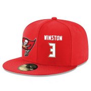 Wholesale Cheap Tampa Bay Buccaneers #3 Jameis Winston Snapback Cap NFL Player Red with White Number Stitched Hat