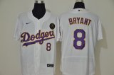 Wholesale Cheap Los Angeles Dodgers #8 Kobe Bryant Men's Nike White Purple No. Authentic KB Patch MLB Jersey