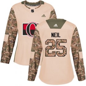 Wholesale Cheap Adidas Senators #25 Chris Neil Camo Authentic 2017 Veterans Day Women\'s Stitched NHL Jersey