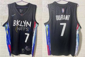 Wholesale Cheap Men\'s Brooklyn Nets #7 Kevin Durant NEW Black 2021 City Edition Swingman Stitched NBA Jersey