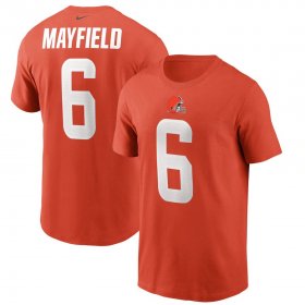 Wholesale Cheap Cleveland Browns #6 Baker Mayfield Nike Team Player Name & Number T-Shirt Orange