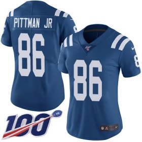 Wholesale Cheap Nike Colts #86 Michael Pittman Jr. Royal Blue Team Color Women\'s Stitched NFL 100th Season Vapor Untouchable Limited Jersey
