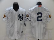 Wholesale Cheap Men's New York Yankees #2 Derek Jeter White 2001 Throwback Cooperstown Collection Stitched MLB Nike Jersey