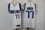 Wholesale Cheap Men's Dallas Mavericks #77 Luka Doncic 75th Anniversary Diamond White 2021 Stitched Jersey