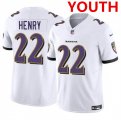 Cheap Youth Baltimore Ravens #22 Derrick Henry White 2023 F.U.S.E. Football Stitched Jersey