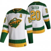Wholesale Cheap Minnesota Wild #20 Ryan Suter White Men's Adidas 2020-21 Reverse Retro Alternate NHL Jersey