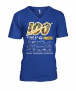 Wholesale Cheap Green Bay Packers 100 Seasons Memories Women's V-Neck T-Shirt Royal