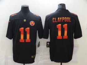 Wholesale Cheap Men\'s Pittsburgh Steelers #11 Chase Claypool Black Red Orange Stripe Vapor Limited Nike NFL Jersey