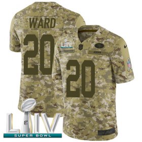 Wholesale Cheap Nike 49ers #20 Jimmie Ward Camo Super Bowl LIV 2020 Men\'s Stitched NFL Limited 2018 Salute To Service Jersey