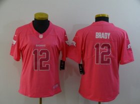 Wholesale Cheap Women\'s Tampa Bay Buccaneers #12 Tom Brady Pink Fashion 2017 Rush NFL Nike Limited Jersey