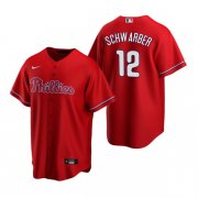 Wholesale Cheap Men's Philadelphia Phillies #12 Kyle Schwarber Red Cool Base Stitched Jersey