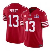 Cheap Men's San Francisco 49ers #13 Brock Purdy Red 2024 F.U.S.E. Super Bowl LVIII Patch And 1-star C Patch Vapor Untouchable Limited Football Stitched Jersey
