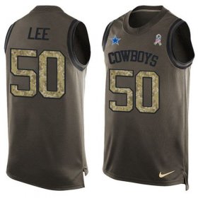 Wholesale Cheap Nike Cowboys #50 Sean Lee Green Men\'s Stitched NFL Limited Salute To Service Tank Top Jersey