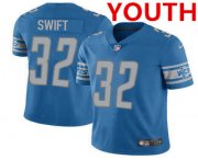 Wholesale Cheap Youth Detroit Lions #32 DAndre Swift 2021 Blue Vapor Untouchable Limited Stitched Jersey