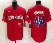Cheap Men's Dominican Republic Baseball #44 Julio Rodriguez Number 2023 Red World Classic Stitched Jersey1