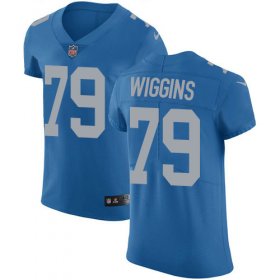 Wholesale Cheap Nike Lions #79 Kenny Wiggins Blue Throwback Men\'s Stitched NFL Vapor Untouchable Elite Jersey