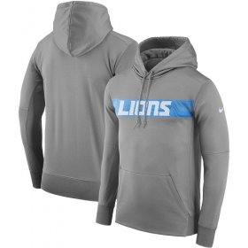 Wholesale Cheap Men\'s Detroit Lions Nike Gray Sideline Team Performance Pullover Hoodie