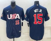Cheap Men's USA Baseball #15 Bobby Witt Jr Number 2023 Navy World Baseball Classic Stitched Jerseys