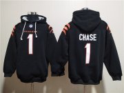 Wholesale Cheap Men's Cincinnati Bengals #1 Ja'Marr Chase Black Pullover Hoodie