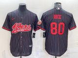 Wholesale Cheap Men's San Francisco 49ers #80 Jerry Rice Black Pinstripe With Patch Cool Base Stitched Baseball Jersey