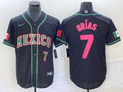 Wholesale Cheap Men's Mexico Baseball #7 Julio Urias Number 2023 Black Pink World Classic Stitched Jersey3