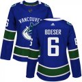 Wholesale Cheap Adidas Canucks #6 Brock Boeser Blue Home Authentic Women's Stitched NHL Jersey