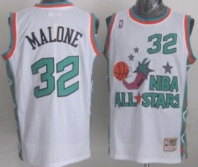 Wholesale Cheap NBA 1996 All-Star #32 Karl Malone White Swingman Throwback Jersey